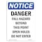 Signmission OSHA Notice Sign, Danger Fall Hazard Beyond This, 10in X 7in Rigid Plastic, 7" W, 10" H, Portrait OS-NS-P-710-V-10907 - alternate 1